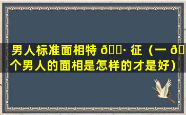 男人标准面相特 🕷 征（一 🐠 个男人的面相是怎样的才是好）